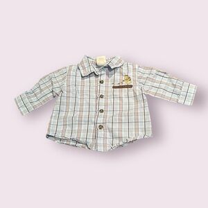 Disney Baby Winnie The Pooh Plaid Button Front Shirt Autumn Theme